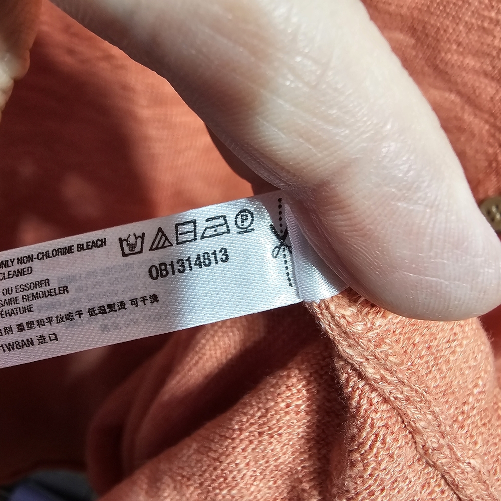 Free People Beach Orange Oversized Button Up Cotton Linen Sweater Size Medium. - Picture 7 of 8